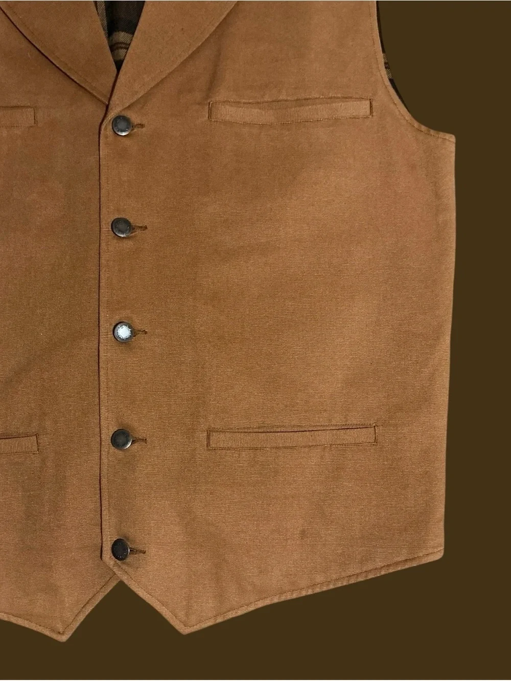 Vintage Wrangler Premium Quality Tan Plaid Lined Western Vest Large